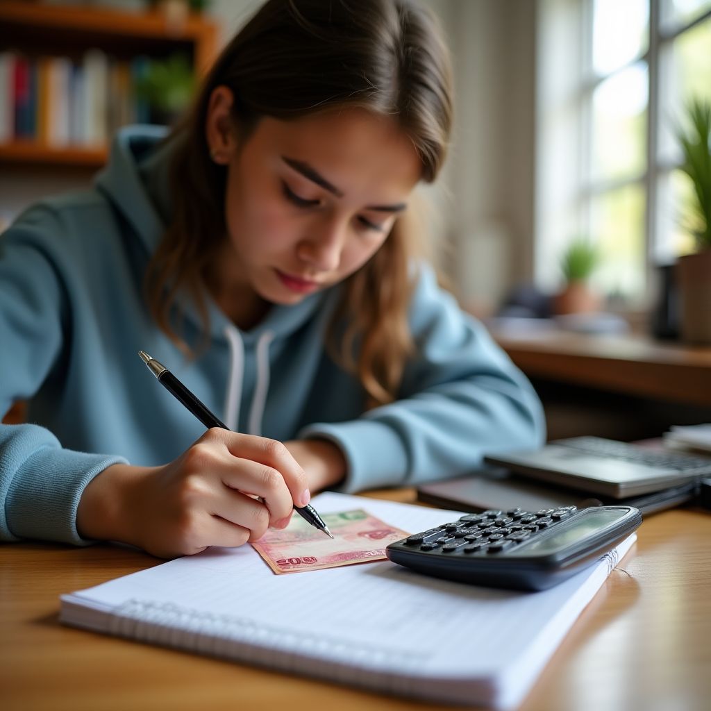 Adolescente haciendo un presupuesto simple