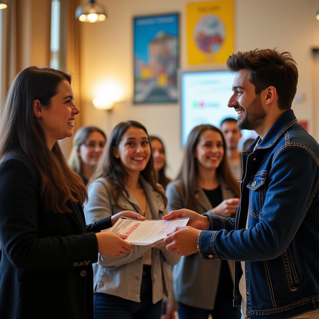 Grupo de estudiantes en concurso financiero